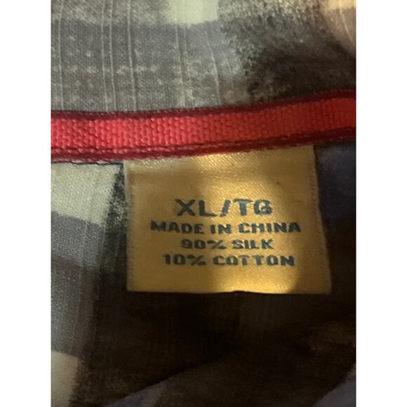 Tommy Bahama Blue Gray SILK Blend Short Sleeve Button Front Shirt XL - Picture 4 of 6